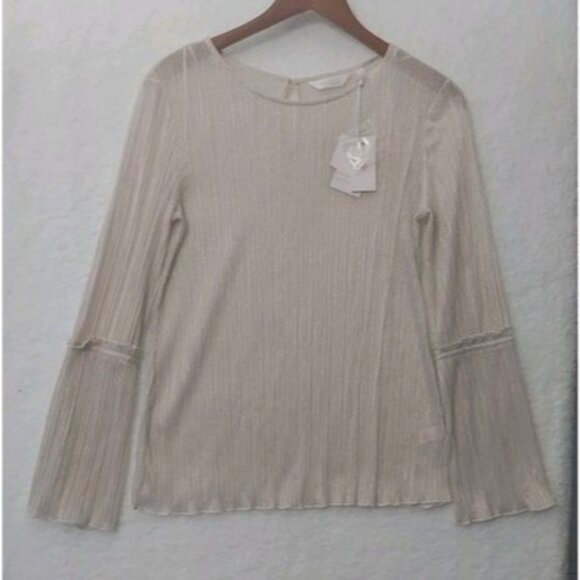 New Lauren Conrad Womens Small Sheer Beige Gold Top Ethereal Fairy Whimsigoth - Picture 3 of 11